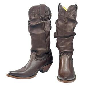 VINTAGE RUDEL SLOUCHY LEATHER COWBOY BOOTS 90s Y2K WESTERN BROWN SZ 6 1/2 E VGUC